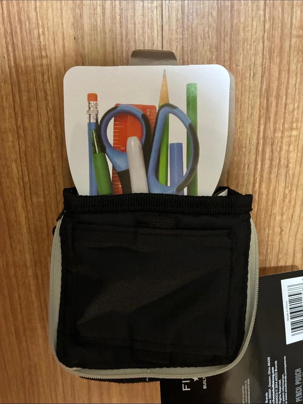 Five Star Black Mesh Stand 'N Store Pencil Pouch with Gray Trim
